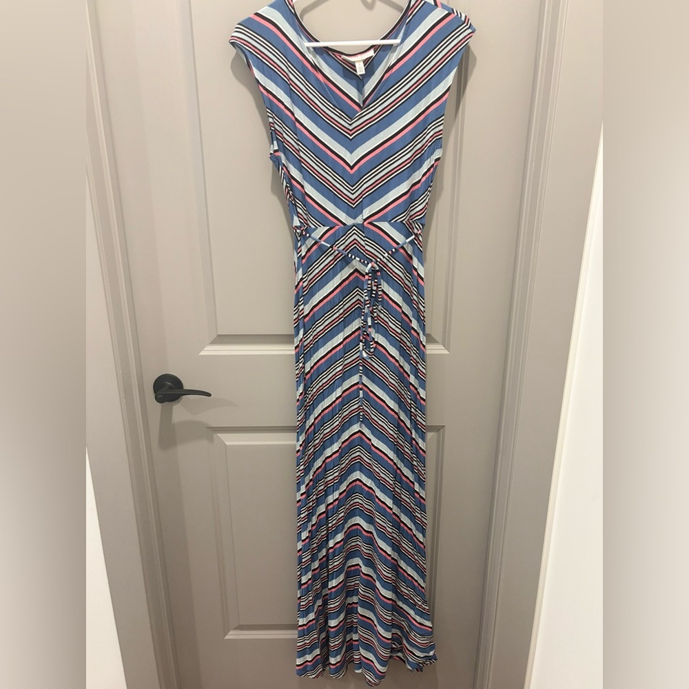 Jessica Simpson Blue Sheath Maxi Dress Sleeveless V-neck